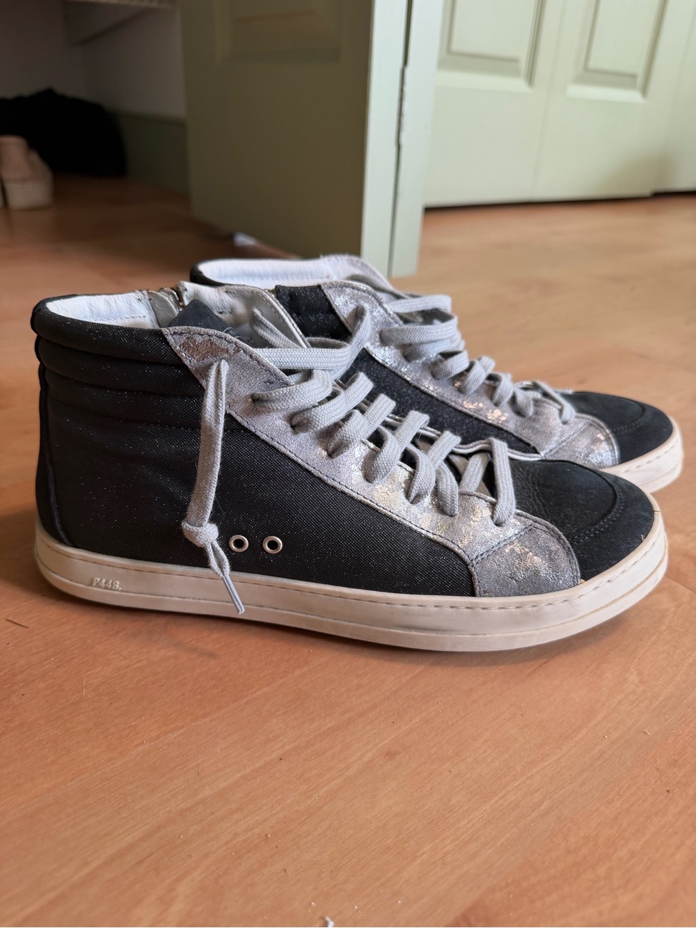 High-Top Sneakers in Black and Silver